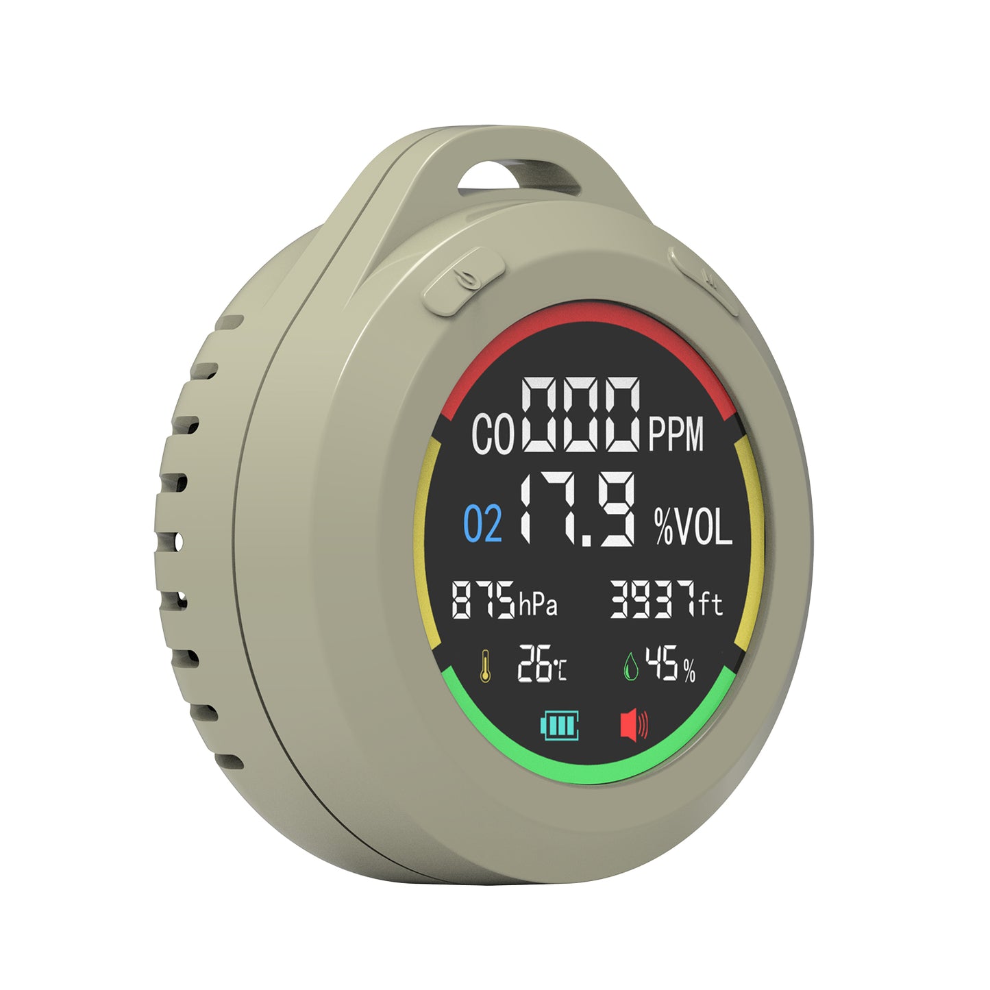 6-IN-1 Portable Environment Monitor: O2, CO, Altimeter, Barometer, Temperature, Humidity