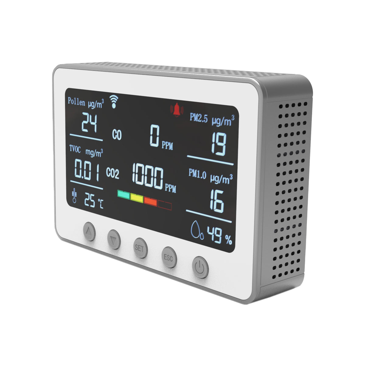 8-IN-1 Indoor Air Quality Monitor Pollen, CO, CO2, TVOC, PM2.5, PM1.0 ...